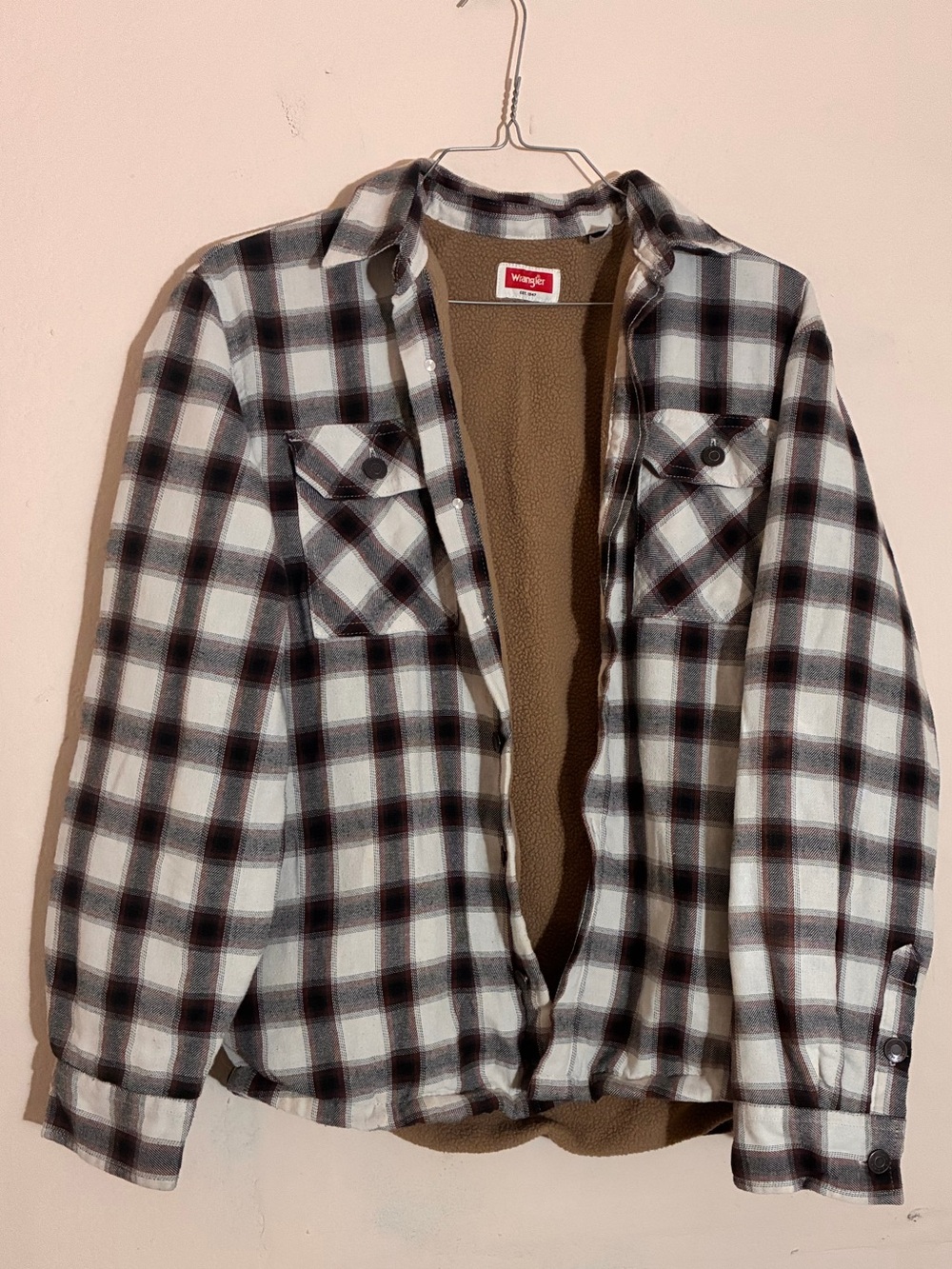 Wrangler Black & White Plaid Sherpa-Lined Shirt Jacket